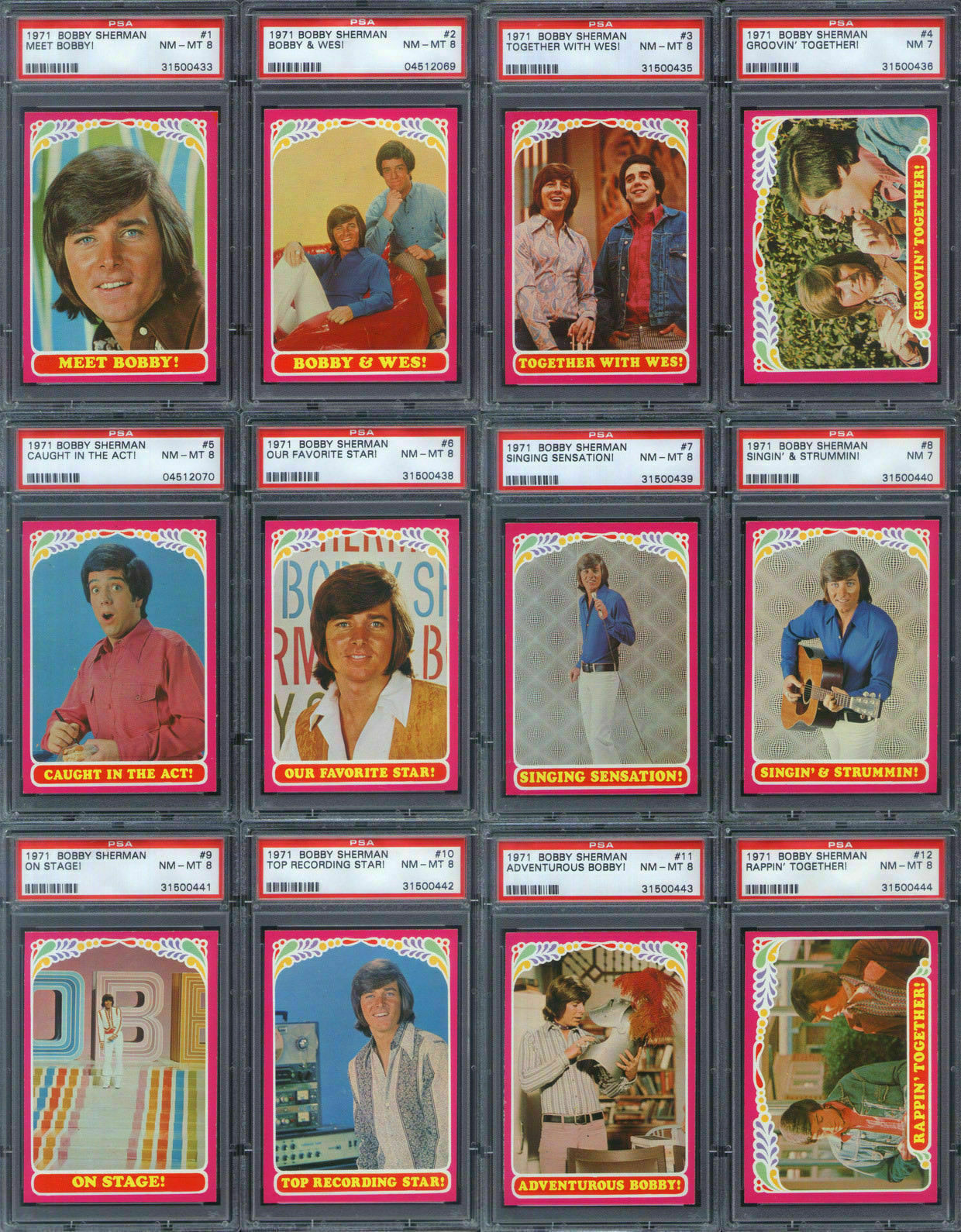 1971 Topps Test Bobby Sherman Getting Together PSA Graded Complete Set 1971 Topps Test Bobby Sherman Getting Together PSA Graded Complete Set
