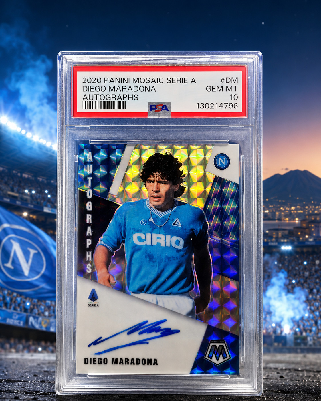 2020 Panini Mosaic Serie A Diego Maradona AUTO #DM PSA 10 GEM MINT Napoli POP 11 2020 Panini Mosaic Serie A Diego Maradona AUTO #DM PSA 10 GEM MINT Napoli POP 11
