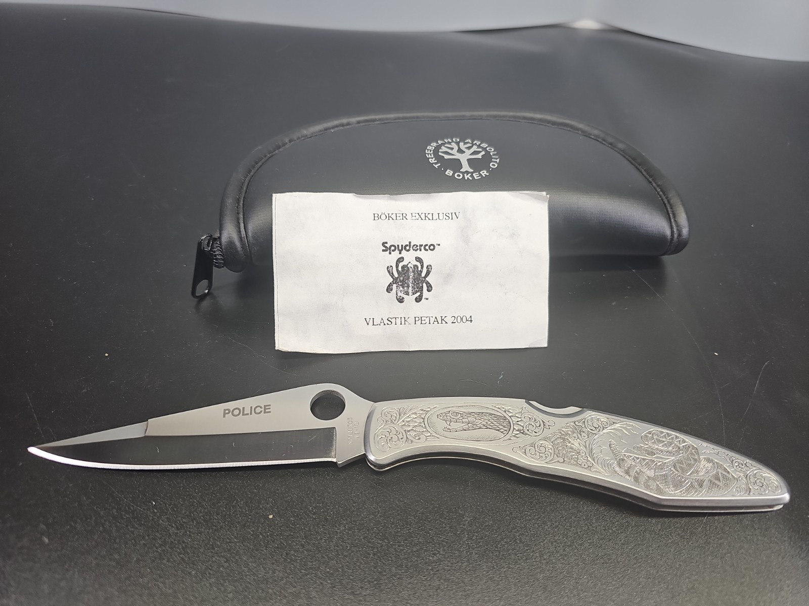 Rare Spyderco Police Böker Limited Edit. Rattlesnake 014/100 Vlastik Petak V8-10