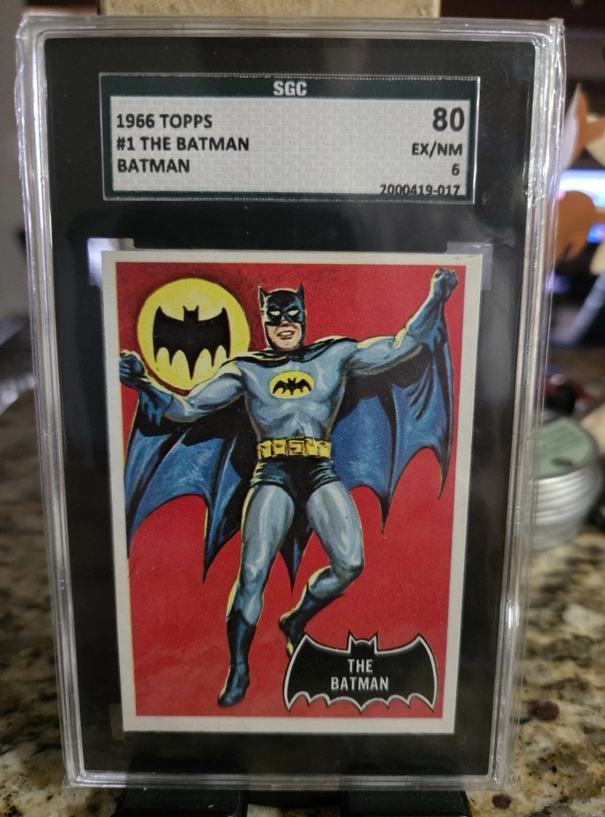 BATMAN Topps 1966 #1 Rookie Card The Batman Black Bat Sgc 6
