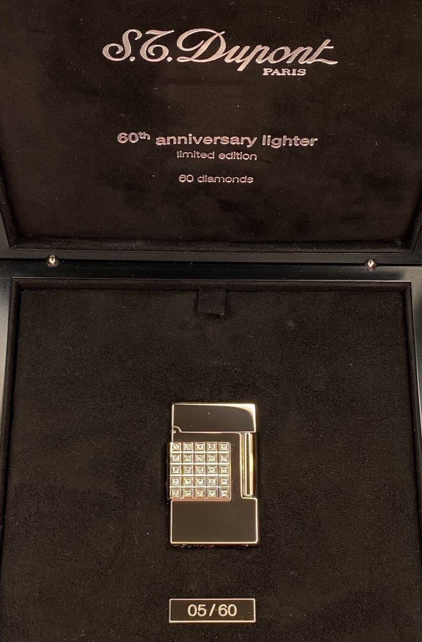 Rare S.T. DUPONT 60 DIAMONDS 60th Anniversary Diamond Lighter #05/50 Platinum