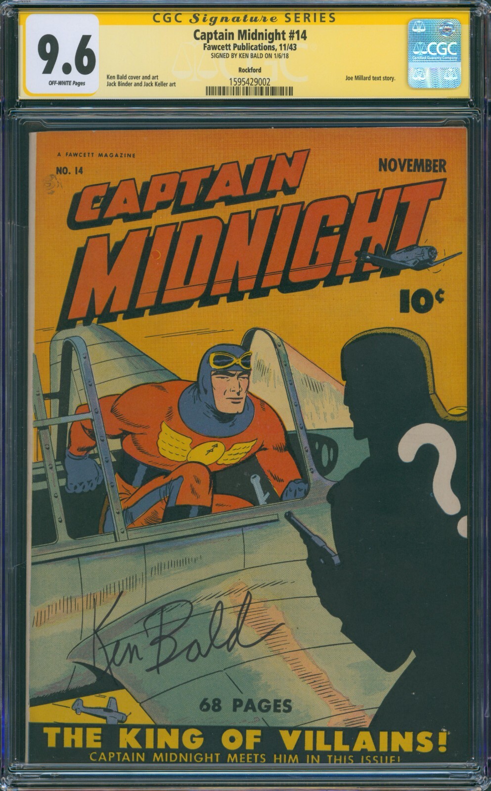 Captain Midnight #14 CGC SS 9.6 OWP Rockford Pedigree Fawcett Publications 1943