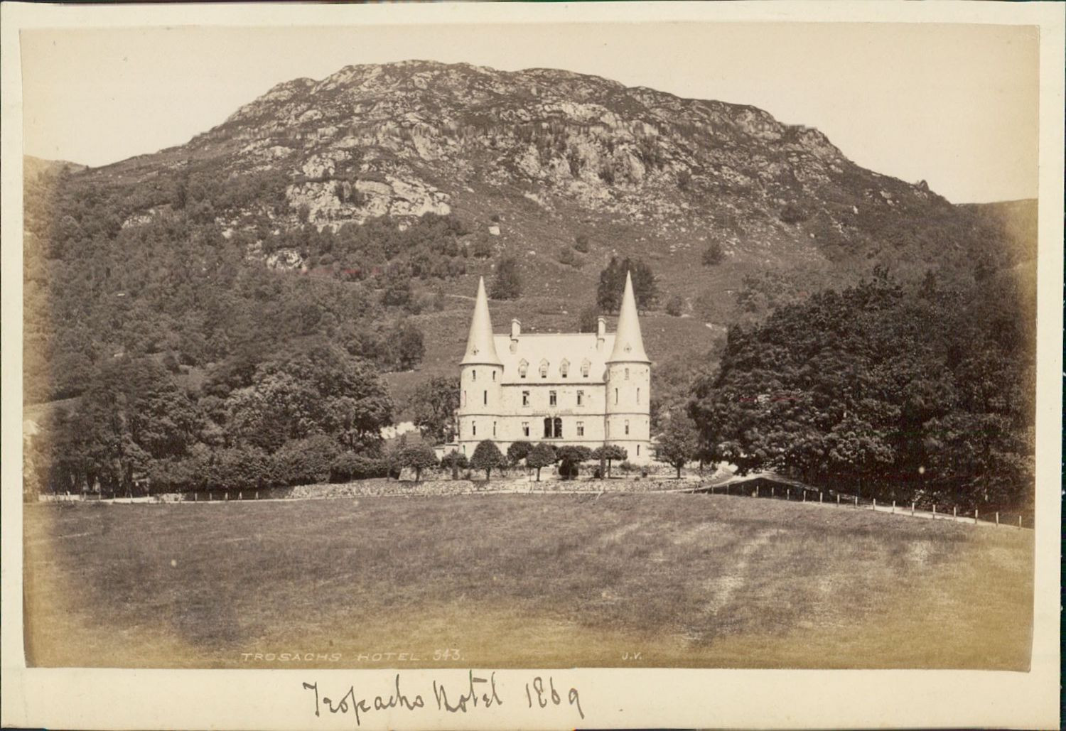 J.V., UK. Trossachs Hotel (Scotland) 1869 Vintage Albums Print. James Valentin