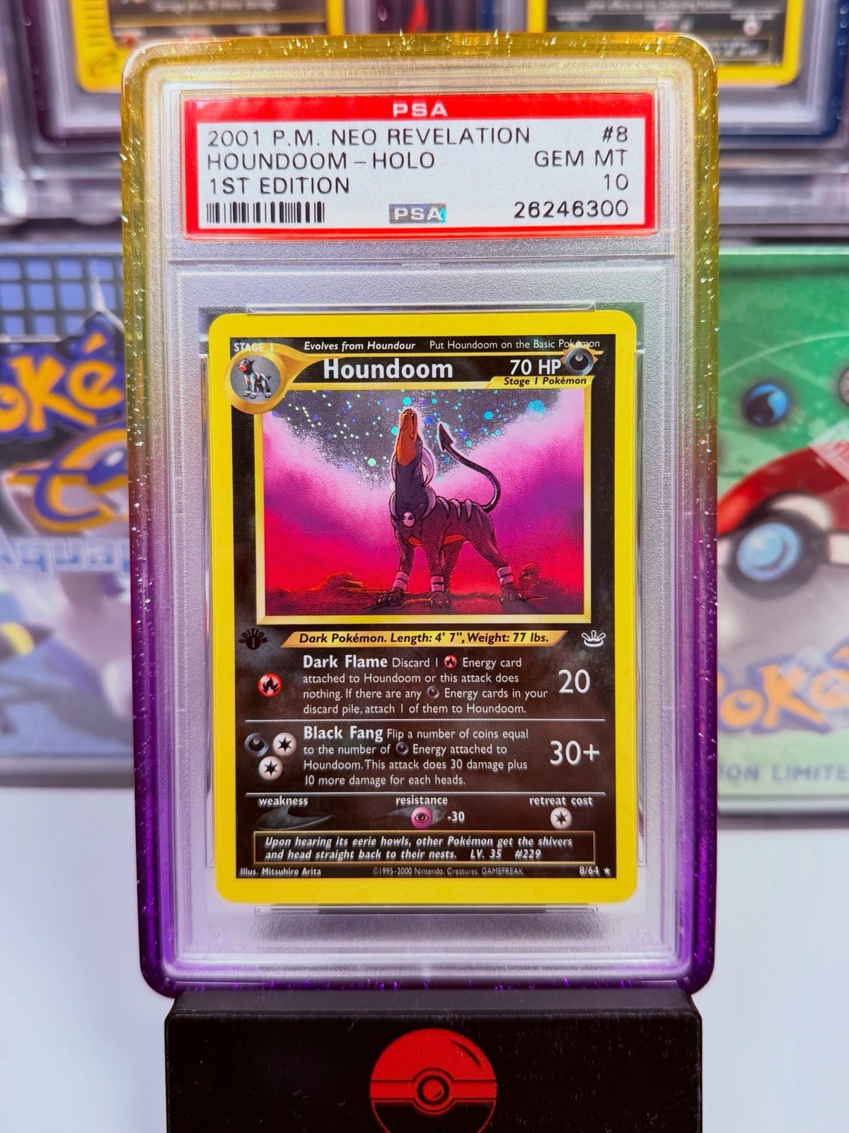 2001 Pokemon Houndoom Neo Revelation 1st Edition #8 PSA 10 Gem Mint POP - 29 π 2001 Pokemon Houndoom Neo Revelation 1st Edition #8 PSA 10 Gem Mint POP - 29 π