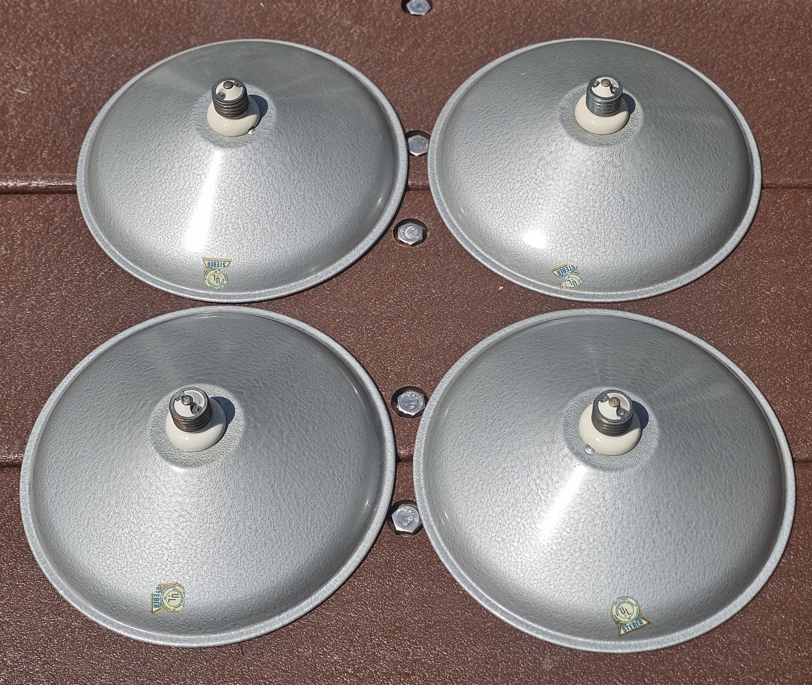Set/4 NOS Steber Reflectors With Socket Extender Lights Vtg Gas Oil Svc Station