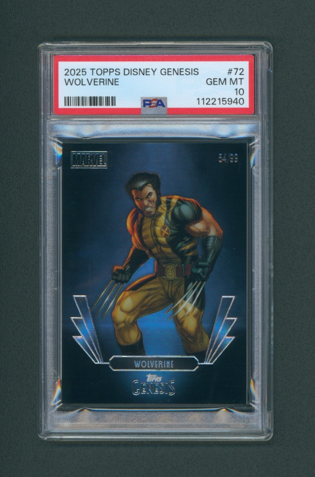 2025 Topps Disney Genesis Wolverine 54/99 PSA 10 #72 2025 Topps Disney Genesis Wolverine 54/99 PSA 10 #72