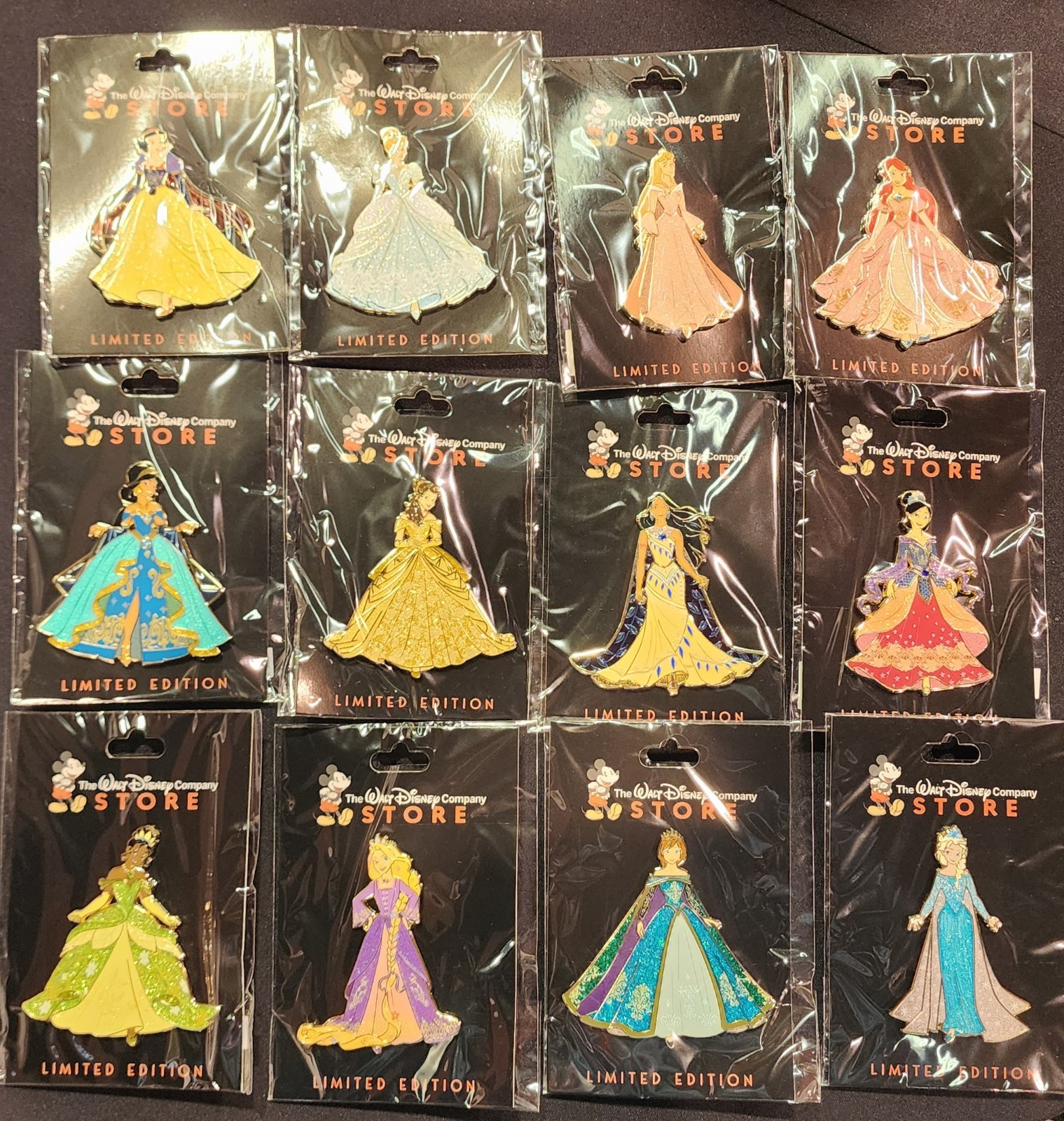 Disney D23 2026 COMPLETE Enchanted Gowns Pin, LE 400, DEC TWDC Store (12 PINS)