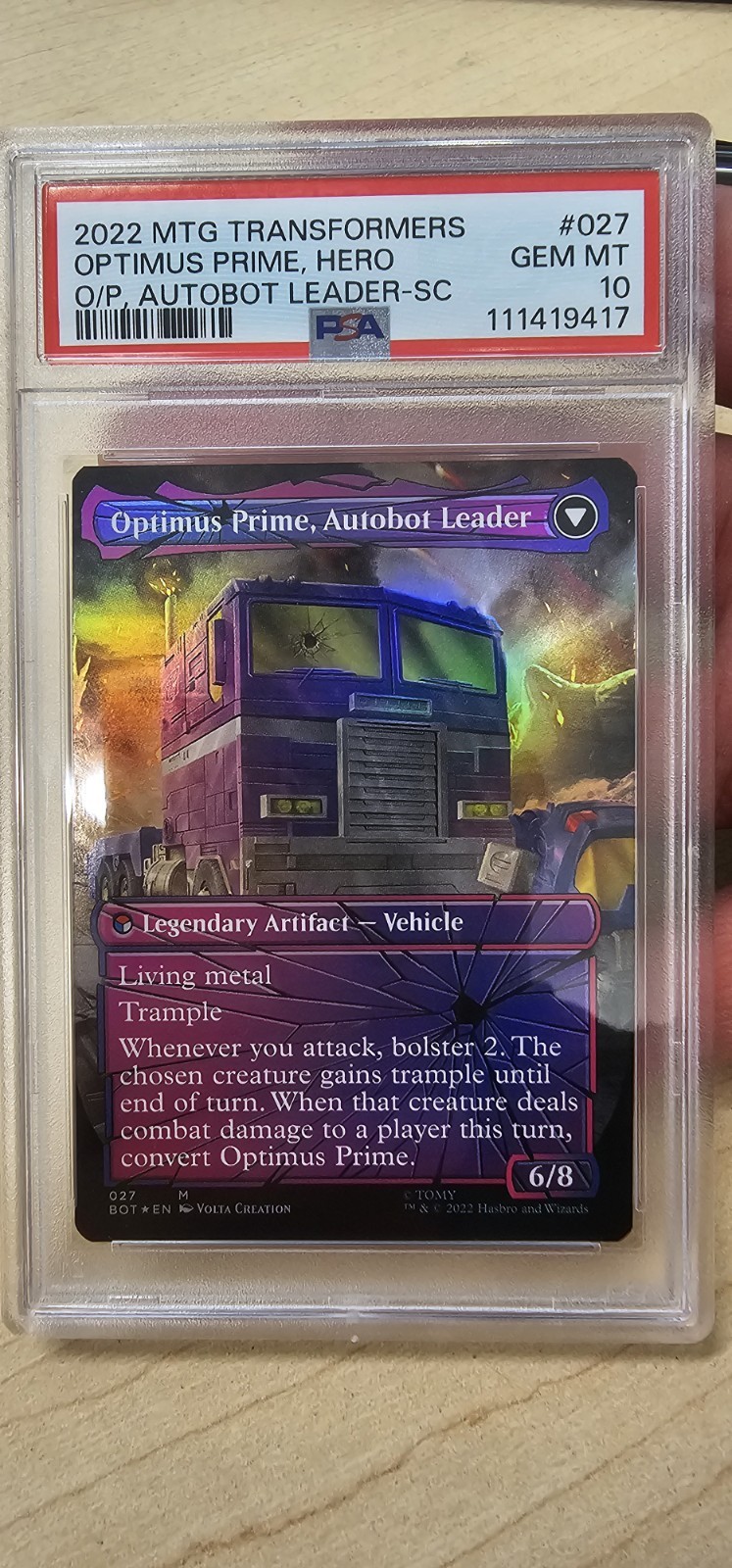 Optimus Prime Hero MTG Shattered GLASS FOIL PSA 10 UNIVERSE BEYOND TRANSFORMERS Optimus Prime Hero MTG Shattered GLASS FOIL PSA 10 UNIVERSE BEYOND TRANSFORMERS