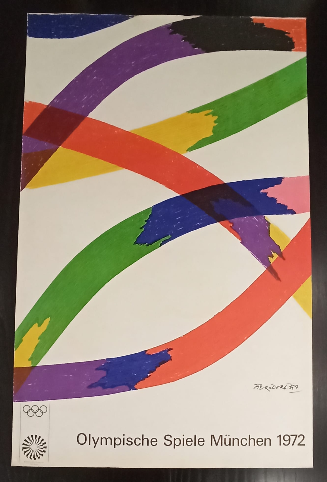 Original Munich Olympics Manifesto, 1972, Piero Dorazio, Thick Paper Original Munich Olympics Manifesto, 1972, Piero Dorazio, Thick Paper