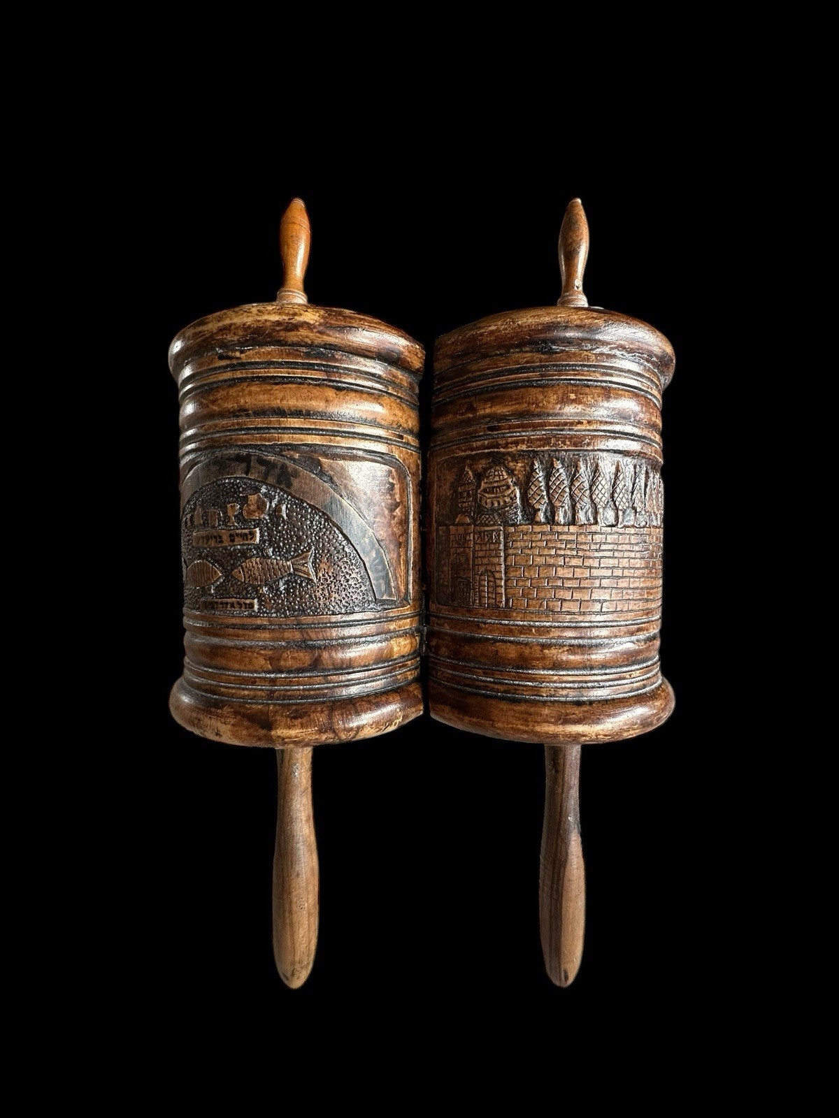 Antique 19CT Jerusalem Jewish Olive Wood Megillah Esther Scroll Torah Purim Antique 19CT Jerusalem Jewish Olive Wood Megillah Esther Scroll Torah Purim