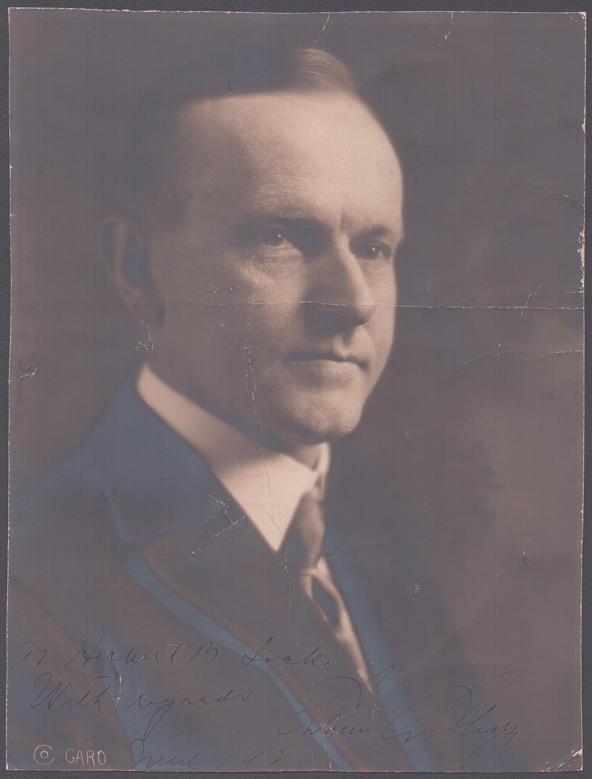 CALVIN COOLIDGE - AUTOGRAPHED INSCRIBED PHOTOGRAPH 6/1920 CALVIN COOLIDGE - AUTOGRAPHED INSCRIBED PHOTOGRAPH 6/1920