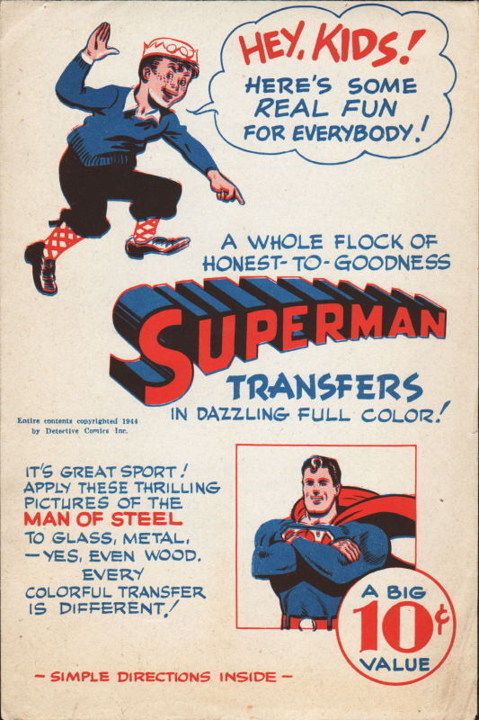 1944 SUPERMAN TRANSFERS COMPLETE w ORIGINAL ENVELOPE Early Superman Merchandise 1944 SUPERMAN TRANSFERS COMPLETE w ORIGINAL ENVELOPE Early Superman Merchandise