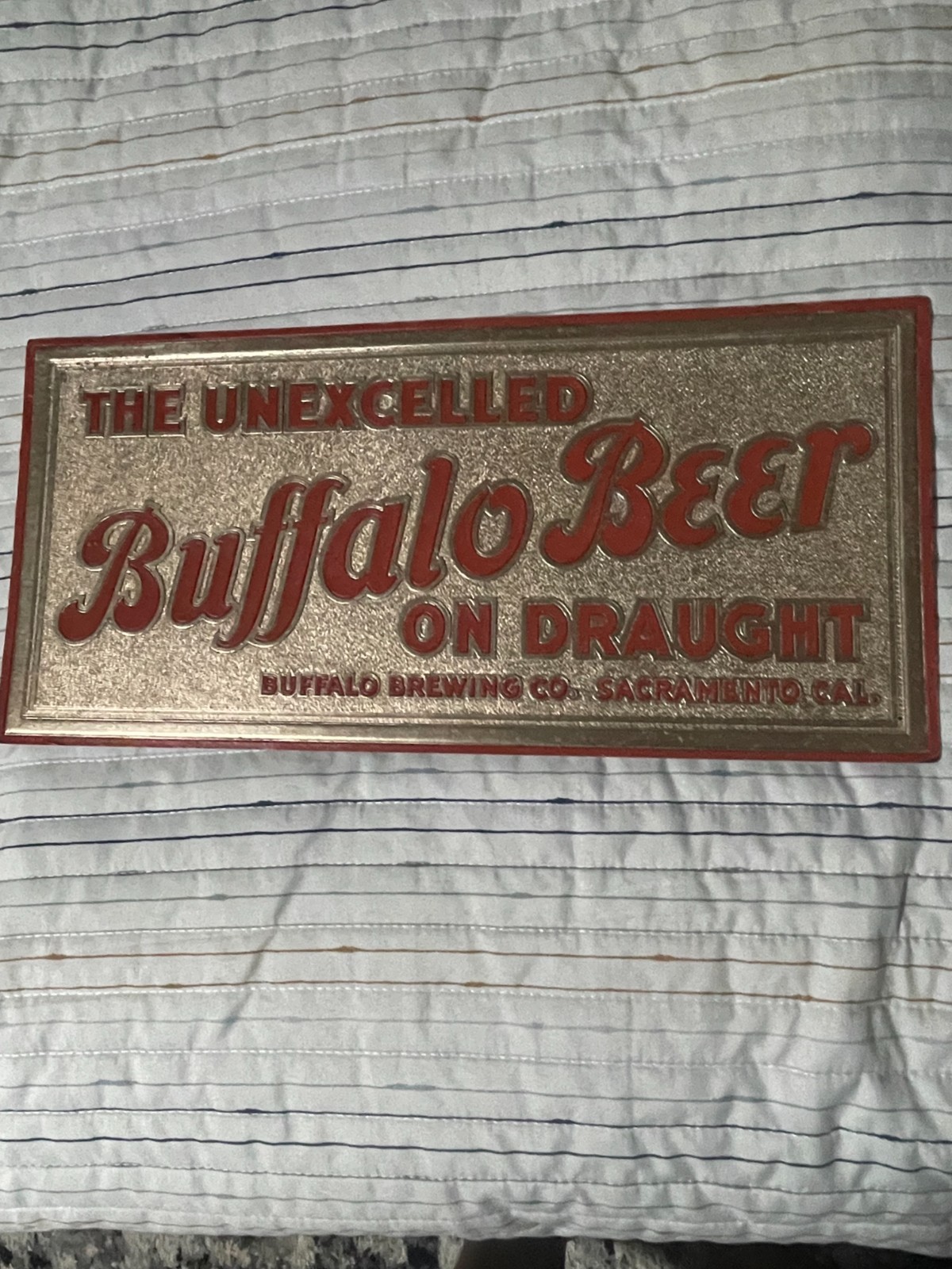 CARDBOARD BUFFALO BREWERY SIGN--RARE  --1930s--SODA BOTTLE CAP
