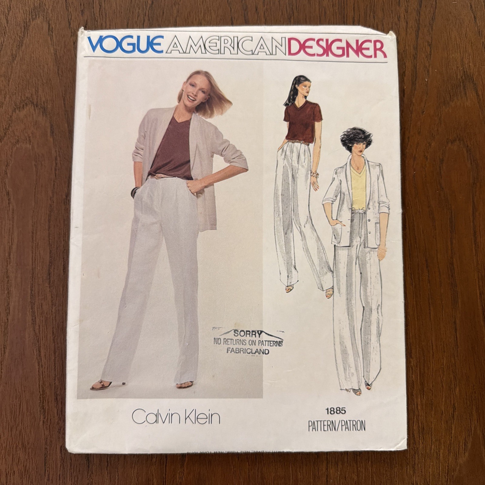 Vintage Vogue American Designer Pattern 1885 Calvin Klein Sz 16 Uncut