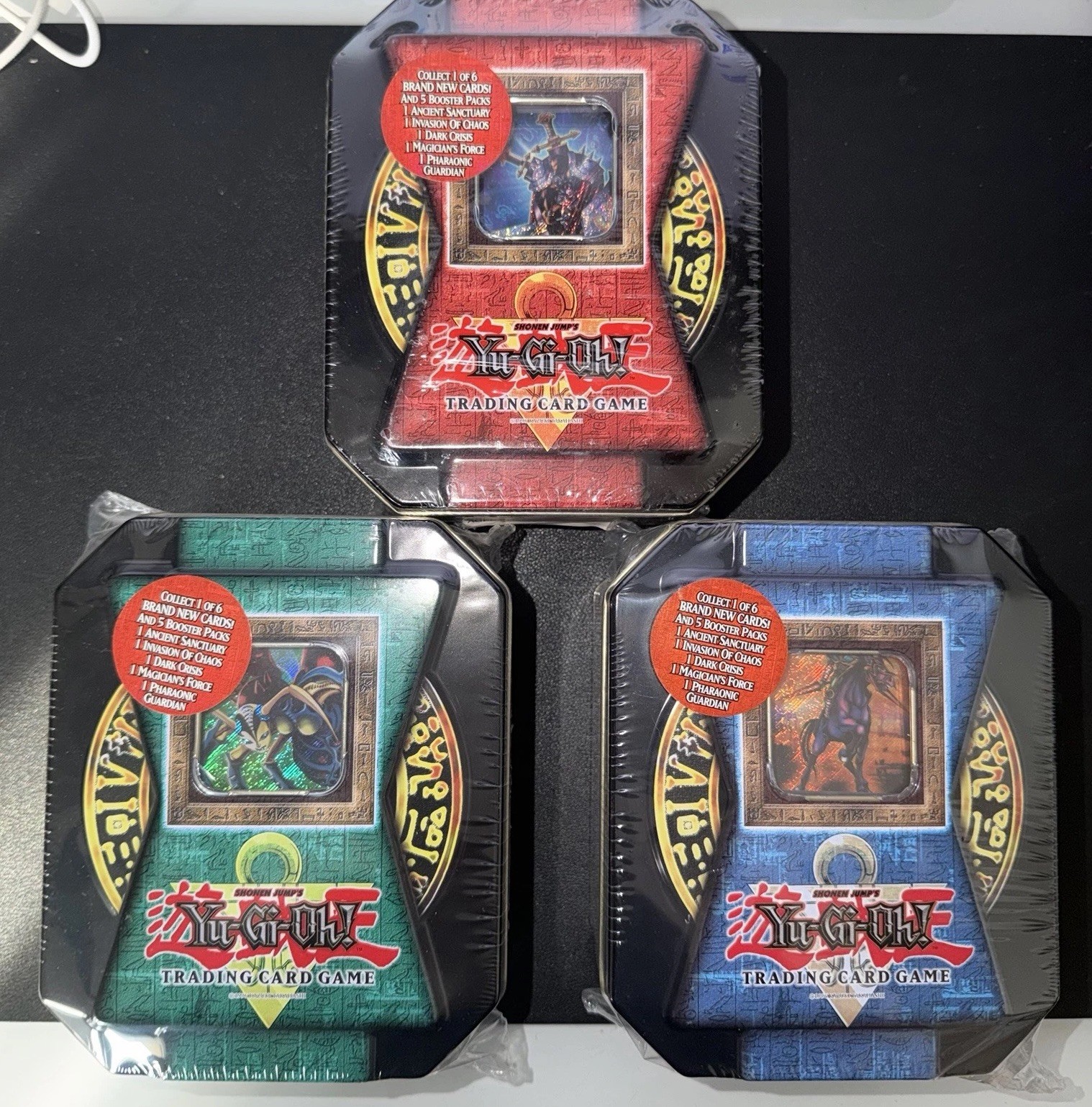 Yu-gi-oh Tins Insect Queen - Gaia Fierce Knight - Defense Shogun SEALED x3 Lot Yu-gi-oh Tins Insect Queen - Gaia Fierce Knight - Defense Shogun SEALED x3 Lot