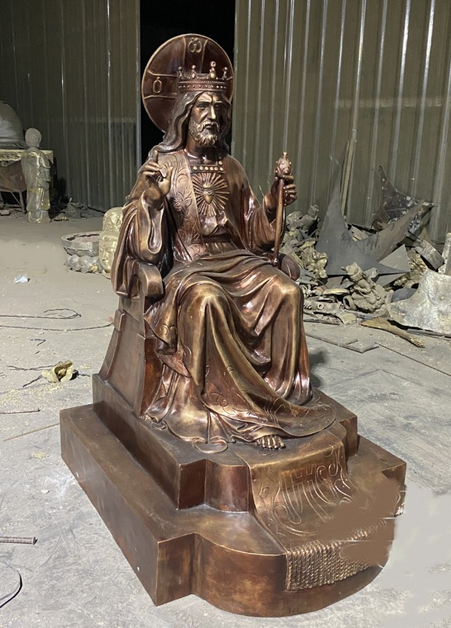Christ the King, Seated Bronze Church Statue of Jesus (BJ76R) 72
