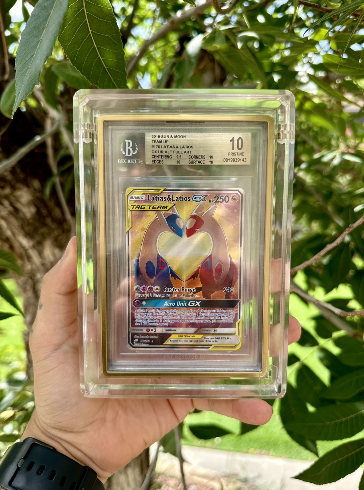 2019 SUN & MOON TEAM UP #170 LATIAS & LATIOS GX UR ALT FULL ART BGS 10