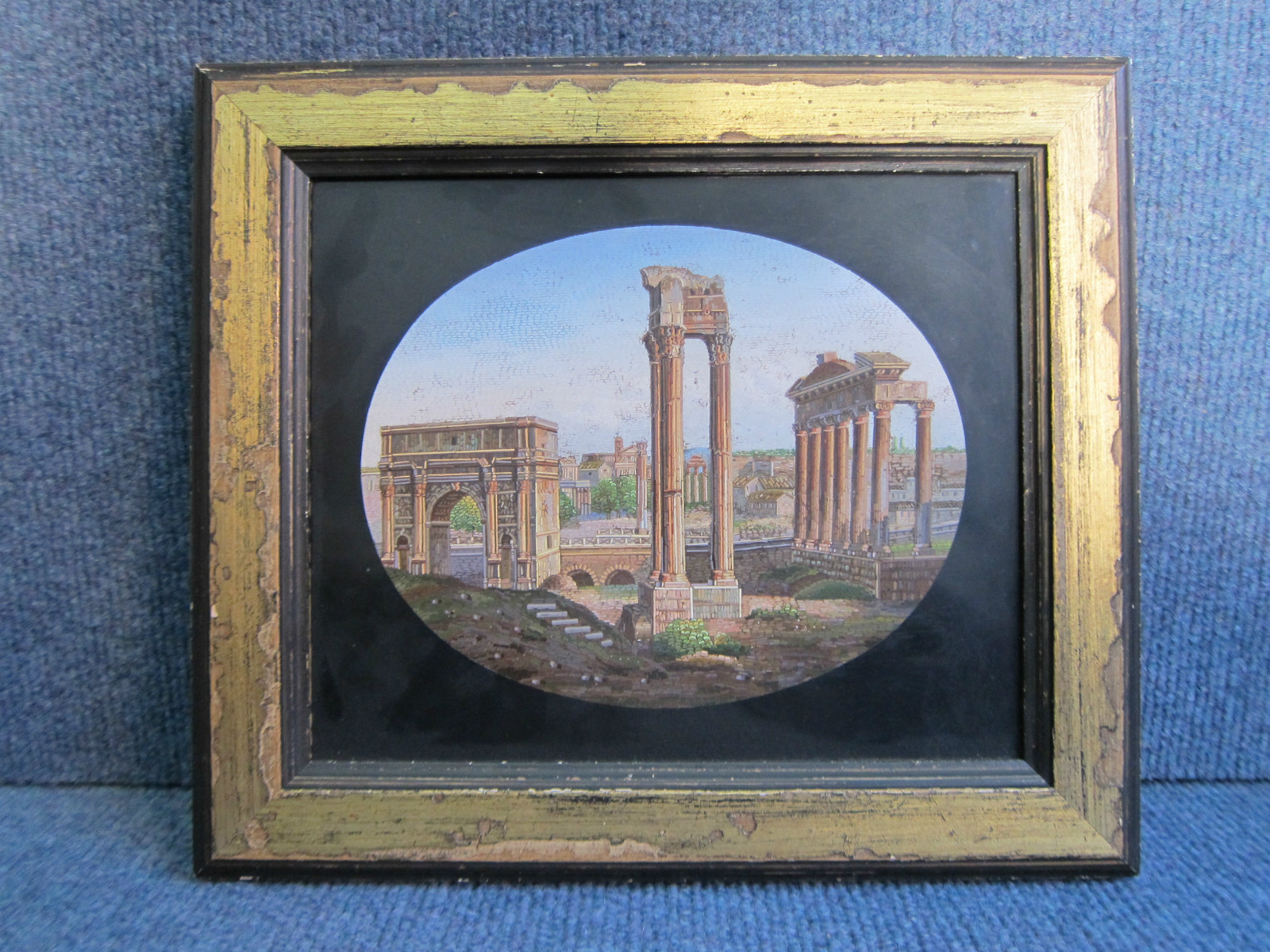 MICRO MOSAIC PLAQUE, ROMAN FORUM, GRAND TOUR OBJECT FINE QUALITY BIG SIZE ITALY MICRO MOSAIC PLAQUE, ROMAN FORUM, GRAND TOUR OBJECT FINE QUALITY BIG SIZE ITALY