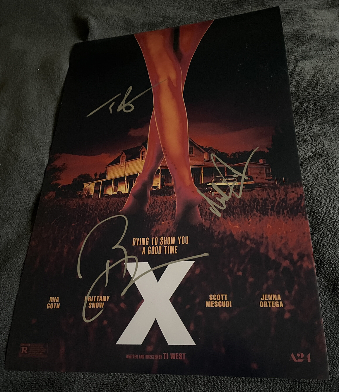 Brittany Snow signed X poster photo TI West cast x3 Martin Henderson 