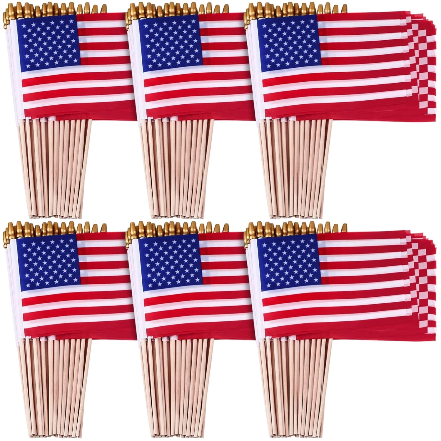 420 Mini American Flags on Sticks, 8x12 Inches