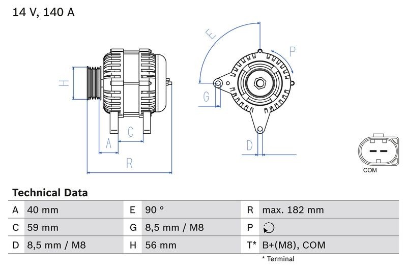 Alternator Bosch for AUDI A4 B8 2.7 TDI 0 986 081 180