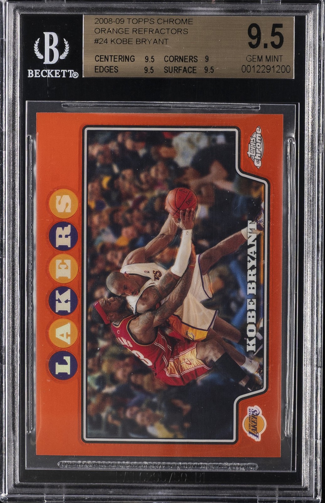 2008-09 TOPPS CHROME ORANGE REFRACTORS #24 KOBE BRYANT BGS 9.5 2008-09 TOPPS CHROME ORANGE REFRACTORS #24 KOBE BRYANT BGS 9.5