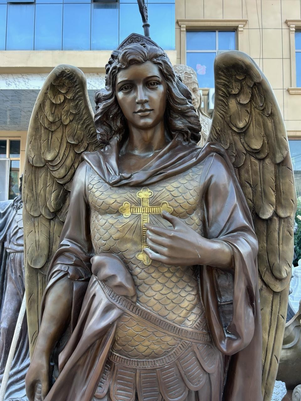 BEAUTIFUL BRONZE ST. MICHAEL THE ARCHANGEL STATUE, 72