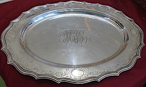 RARE USS ARIZONA STERLING PRESENTATION TRAY WARDROOM OFFICERS, PRE DEC.7TH.41