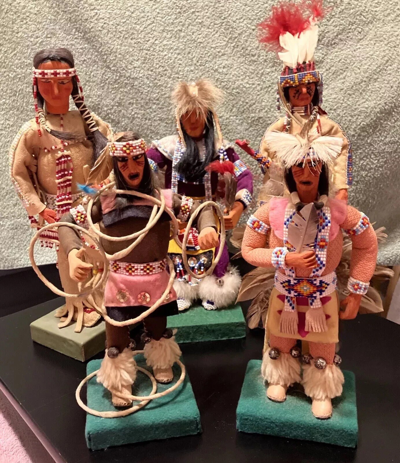 EXTREMELY RARE Native American Oglala Lakota Sioux Tribe Dolls Fast Horse Signed
