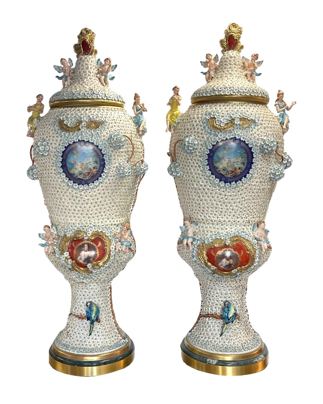 Capodimonte porcelain palace urn's/monumental vases