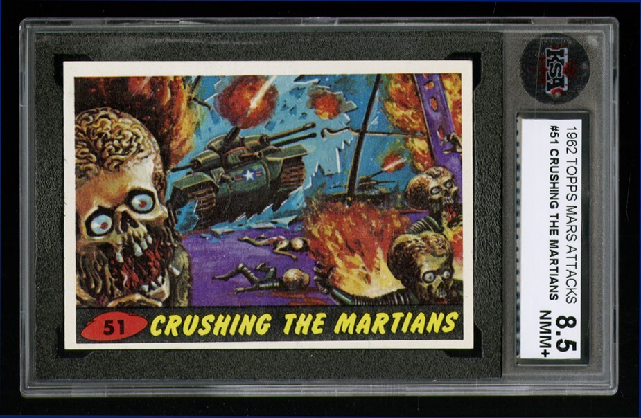 1962 MARS ATTACKS 51 CRUSHING THE MARTIANS KSA 8.5 CENTERED L:R GREAT TOPPS CARD