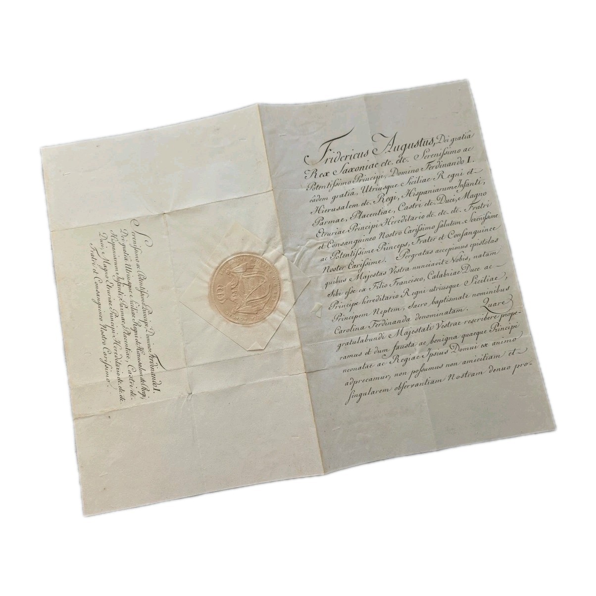 Saxony King Frederick Augustus Signed Royal Letter King Ferdinand I Two Sicilies Saxony King Frederick Augustus Signed Royal Letter King Ferdinand I Two Sicilies