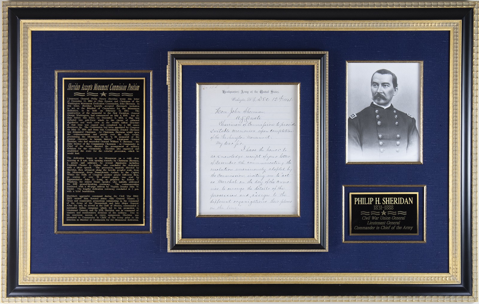 PHILIP H. SHERIDAN - MANUSCRIPT LETTER SIGNED 12/12/1884 PHILIP H. SHERIDAN - MANUSCRIPT LETTER SIGNED 12/12/1884