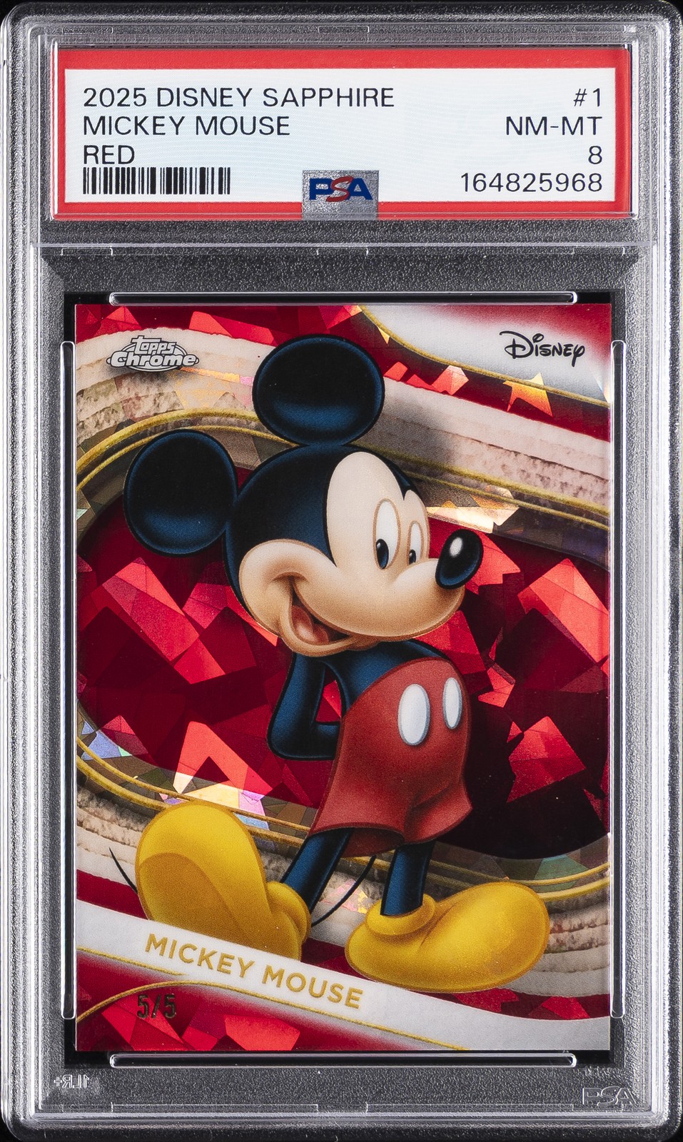 2025 TOPPS CHROME DISNEY SAPPHIRE EDITION RED #1 MICKEY MOUSE 5/5 PSA 8
