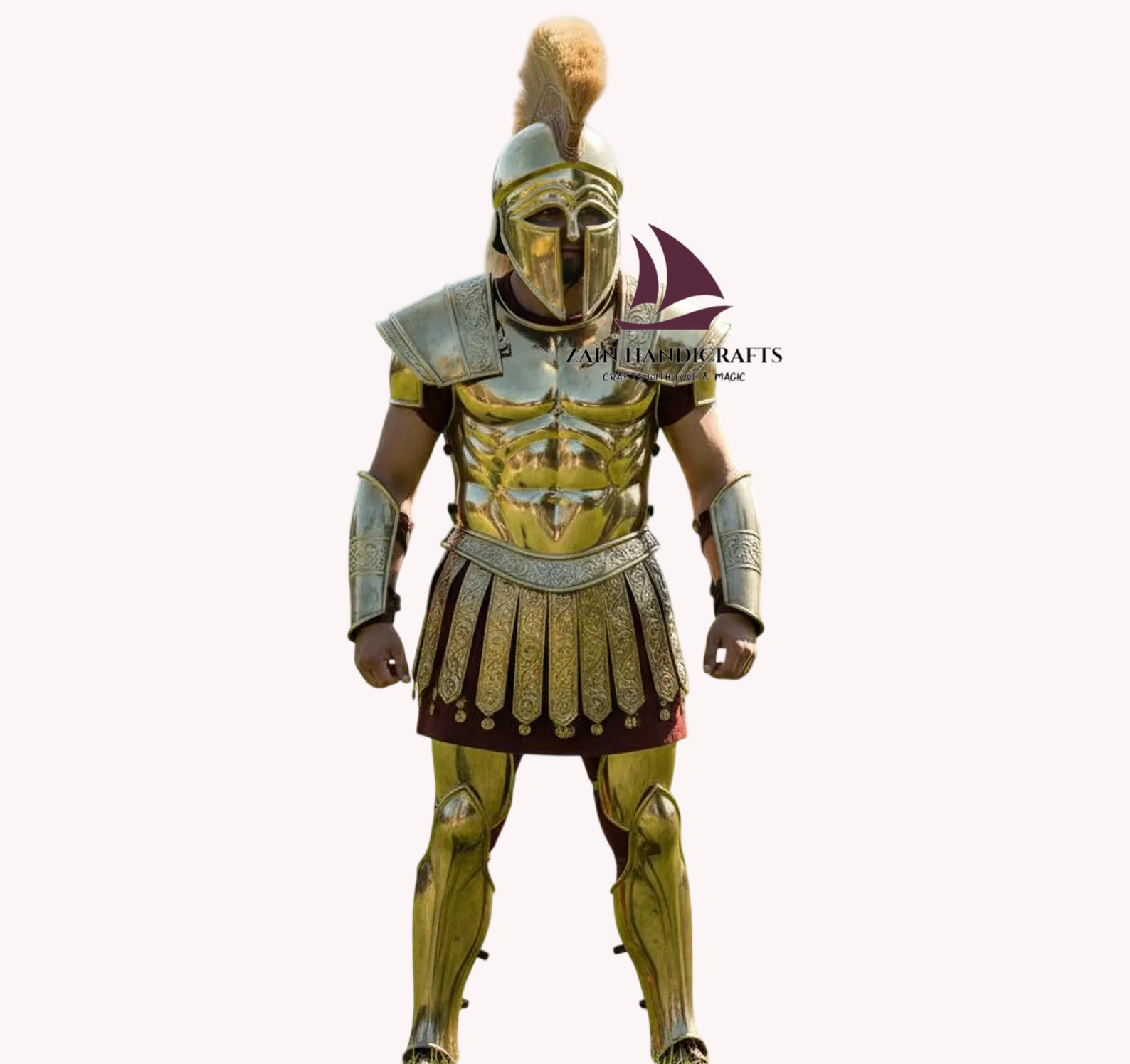 ZAIN Greek Commander Brass Armor Set Wearable Ancient Warrior Costume Halloween ZAIN Greek Commander Brass Armor Set Wearable Ancient Warrior Costume Halloween