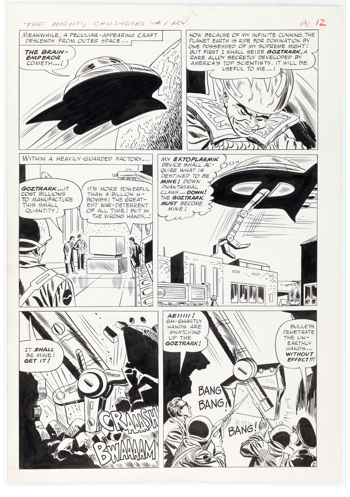 THE MIGHTY CRUSADERS 1 pg 10 (1965) 1ST EVER APPEARANCE PAGE OF BRAIN EMPEROR THE MIGHTY CRUSADERS 1 pg 10 (1965) 1ST EVER APPEARANCE PAGE OF BRAIN EMPEROR