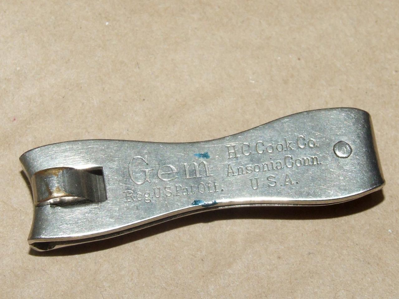 Vintage Antq Nail Clipper w/ Cuticle Tool & File GEM H C Cook Co Ansonia CT USA Vintage Antq Nail Clipper w/ Cuticle Tool & File GEM H C Cook Co Ansonia CT USA