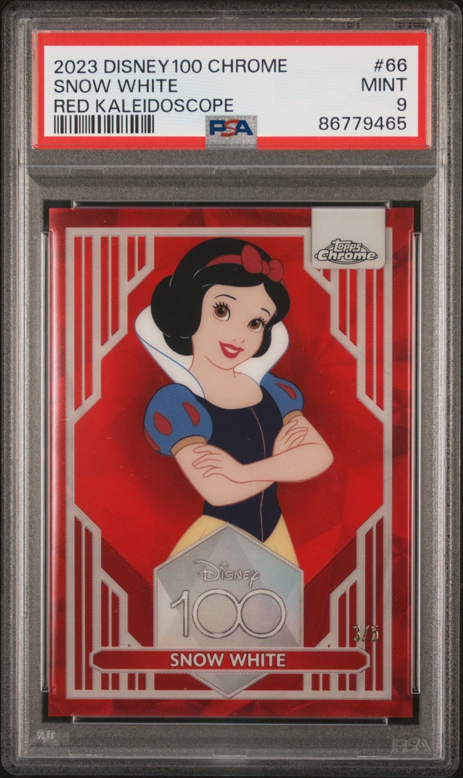 *Pop 2 RED Refractor /5* Snow White 2023 Topps Chrome Disney 100 Mint PSA 9