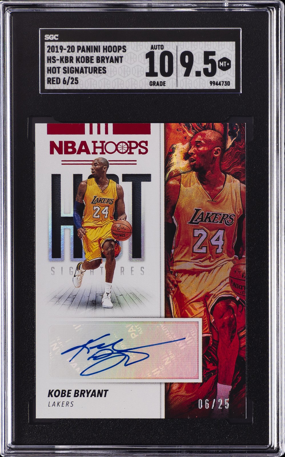 2019-20 PANINI HOOPS HOT SIGNATURES RED #HSKBR KOBE BRYANT SGC 9.5 2019-20 PANINI HOOPS HOT SIGNATURES RED #HSKBR KOBE BRYANT SGC 9.5