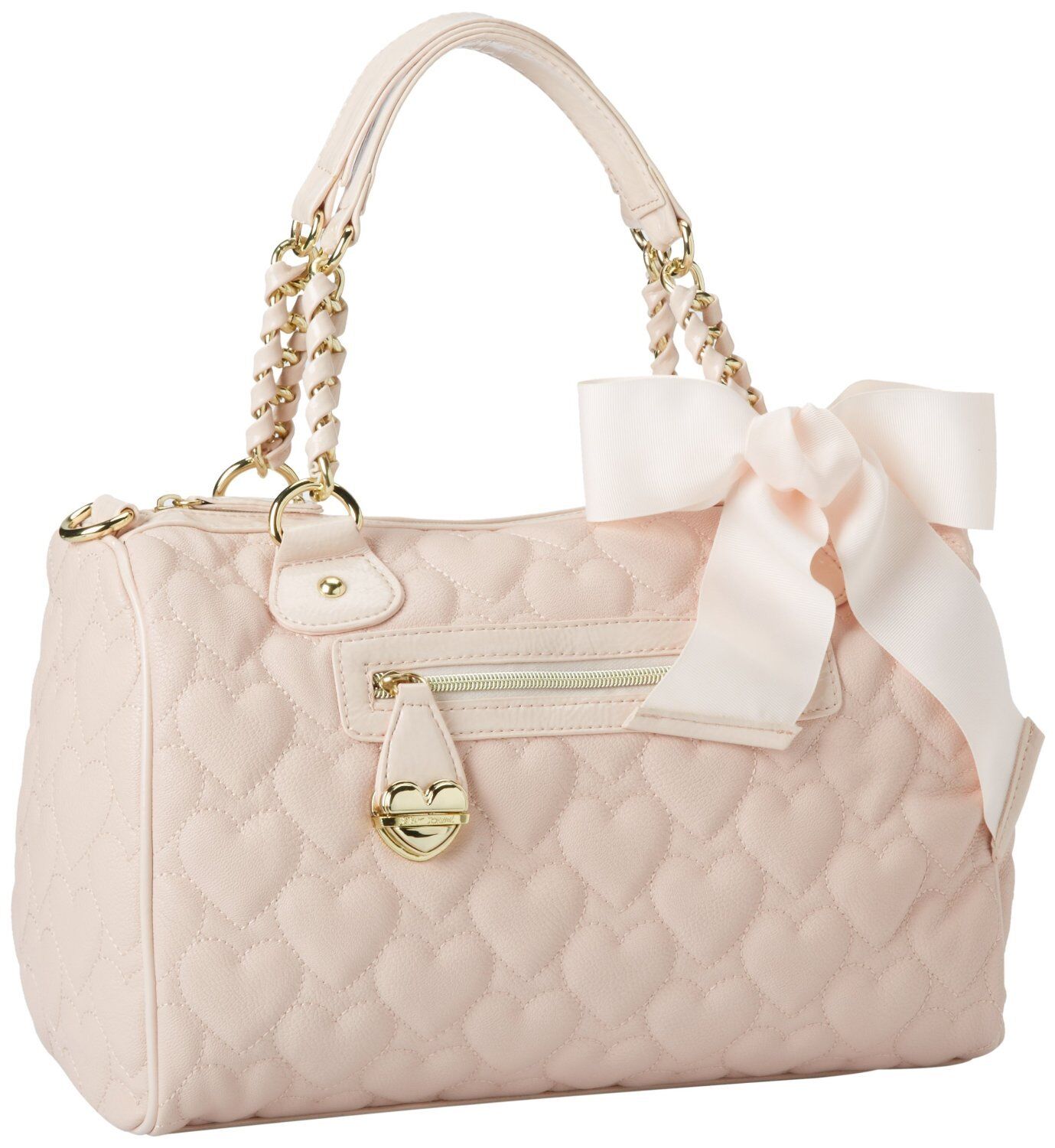 Betsey Johnson Mine & Yours Blush Pink Quilted Hearts Love Satchel ...