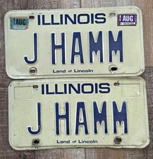 🔥 ILLINOIS License Plate Pair Set 1984 1985 VANITY J HAMM Beer Hamm's  picture
