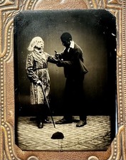 Unusual 1/6 - 1/4 Tintype Photo 1860s Antique Black African American Creepy Rare picture
