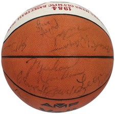 1984 US Men's Olympic Team Multi-Signed Basketball w/ Jordan Ewing PSA/DNA LOA picture