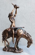 Ebros Large Native American Vision Quest Warrior On Horse With Skull Statue 25