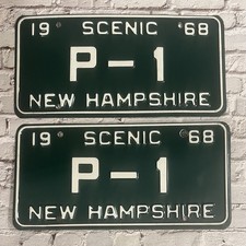 1968 Scenic New Hampshire License Plate Matched Pair / Set P-1 picture