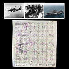 RARE WWII D-Day Saipan Lt. Moore USS Enterprise Afetna & Charan Beach Target Map picture