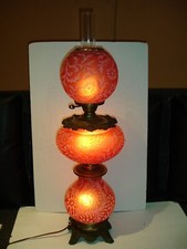 FENTON L G WRIGHT DAISY AND FERN CRANBERRY LAMP EXTREMELY RARE, GWTW, 3 levels picture