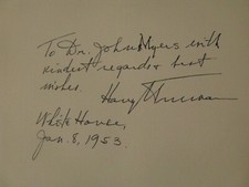Signed By Harry S. Truman To Dr. John Myers Encyclop Of Biblical Interpretation picture