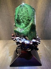3.01LB Natural Green Phantom Crystal freeform Mineral Energy Reiki decor+stand picture