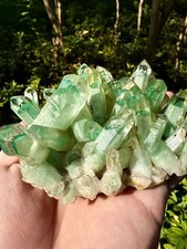 0.9LB Top Natural Green Ghost Quartz Crystal Clusters Mineral Specimen Healing picture
